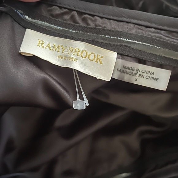 RAMY BROOK Black Aurelia Strapless Feather Trim Mini Cocktail Dress Size 2 LBD - Picture 12 of 12